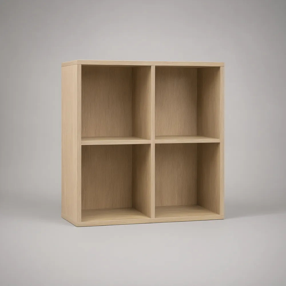 4-Cube Storage Organizer, Light Oak Engineered Wood, 31.5 x 11.8 x 31.5 in